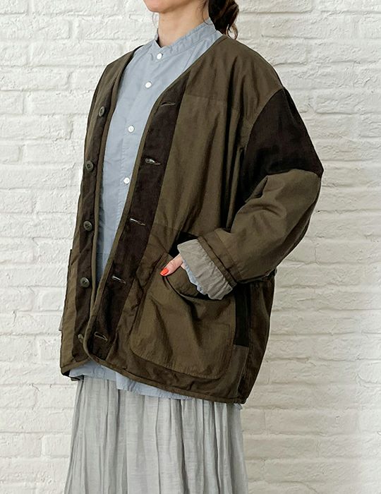 【SDC pour PDC】マルチファブリックパッチワーク ノーカラー ジャケット
