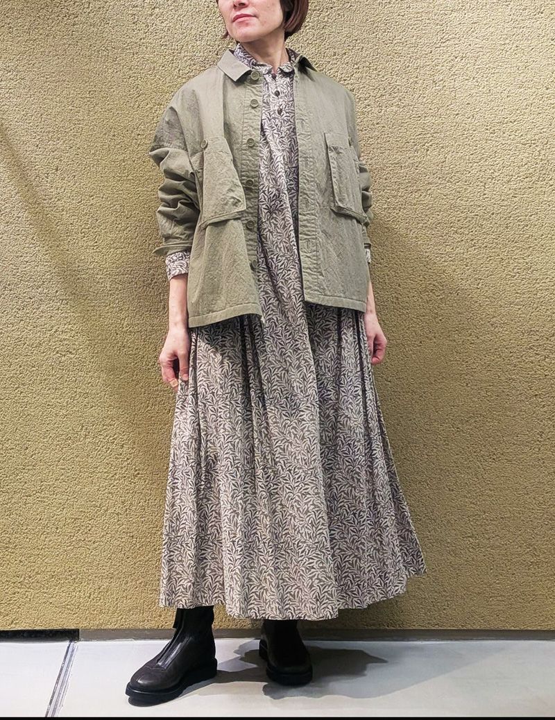 綿ナイロンツイルキルティング裏付きシャツジャケット