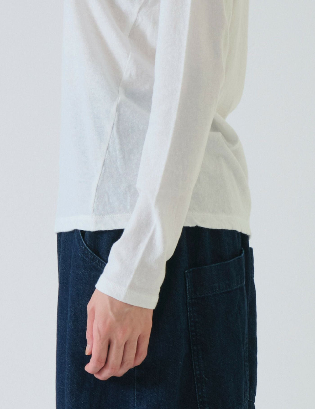 綿麻天竺 インナー長袖Tシャツ