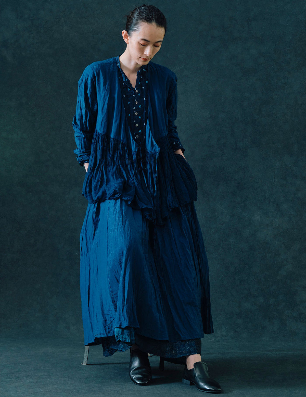 コットンシルクローン カシュクールブラウス