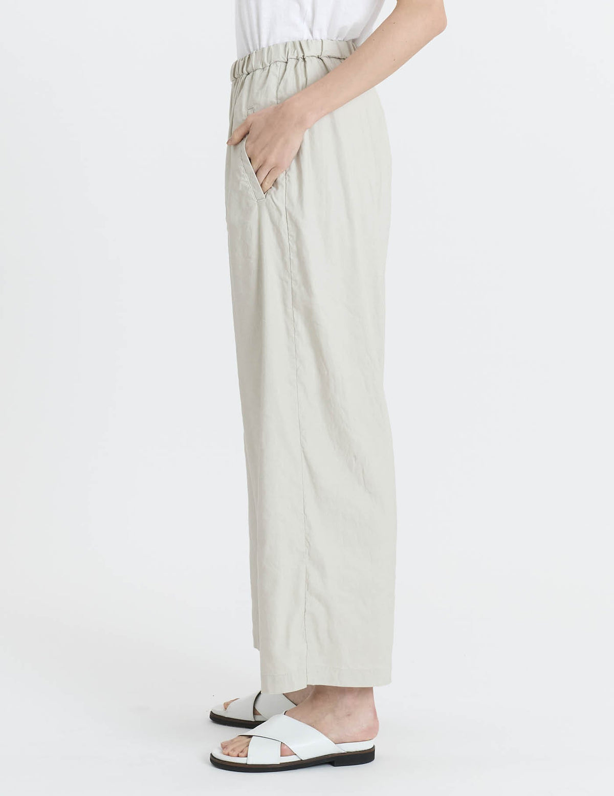 リネンレーヨンストレッチワイド パンツ