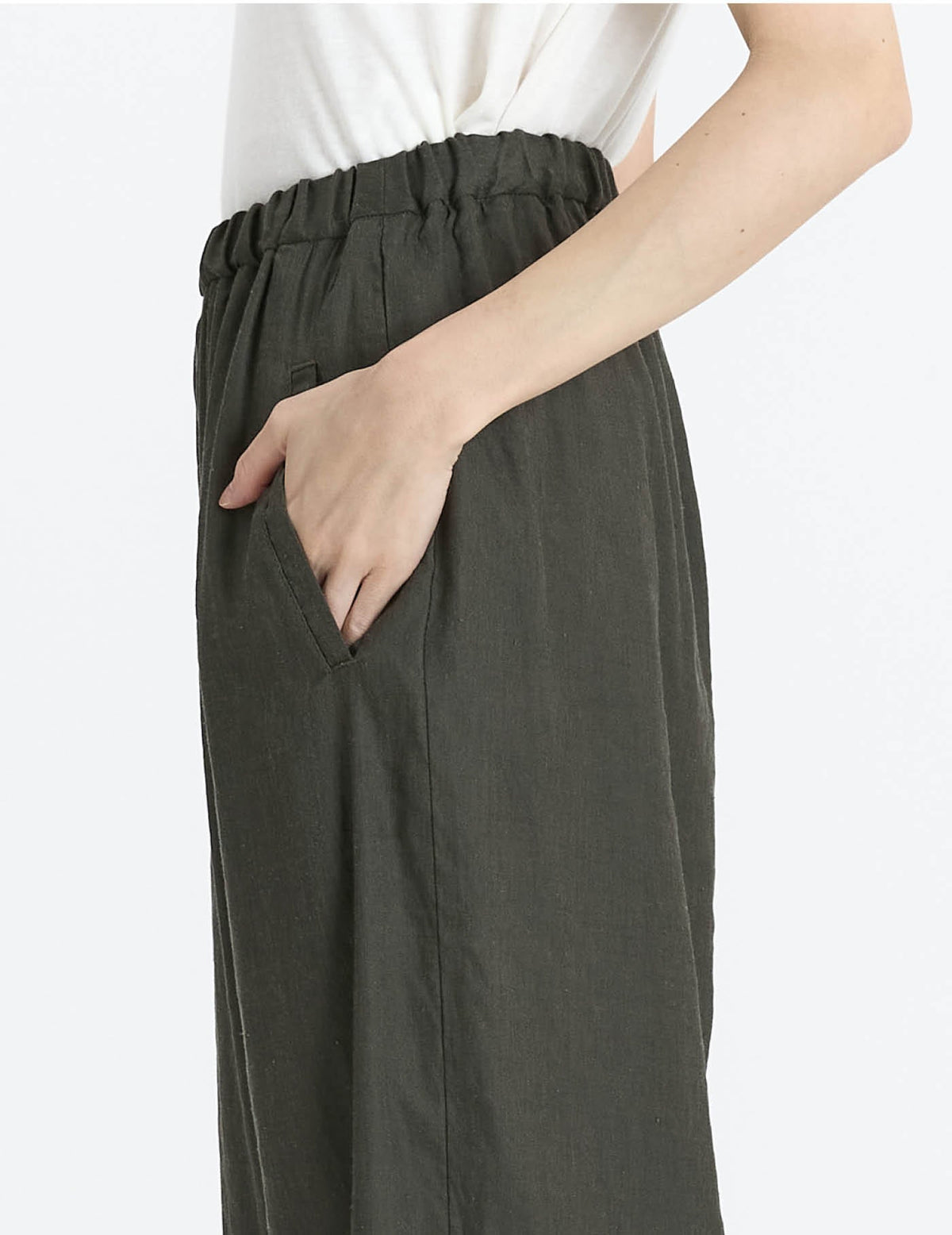 リネンレーヨンストレッチワイド パンツ