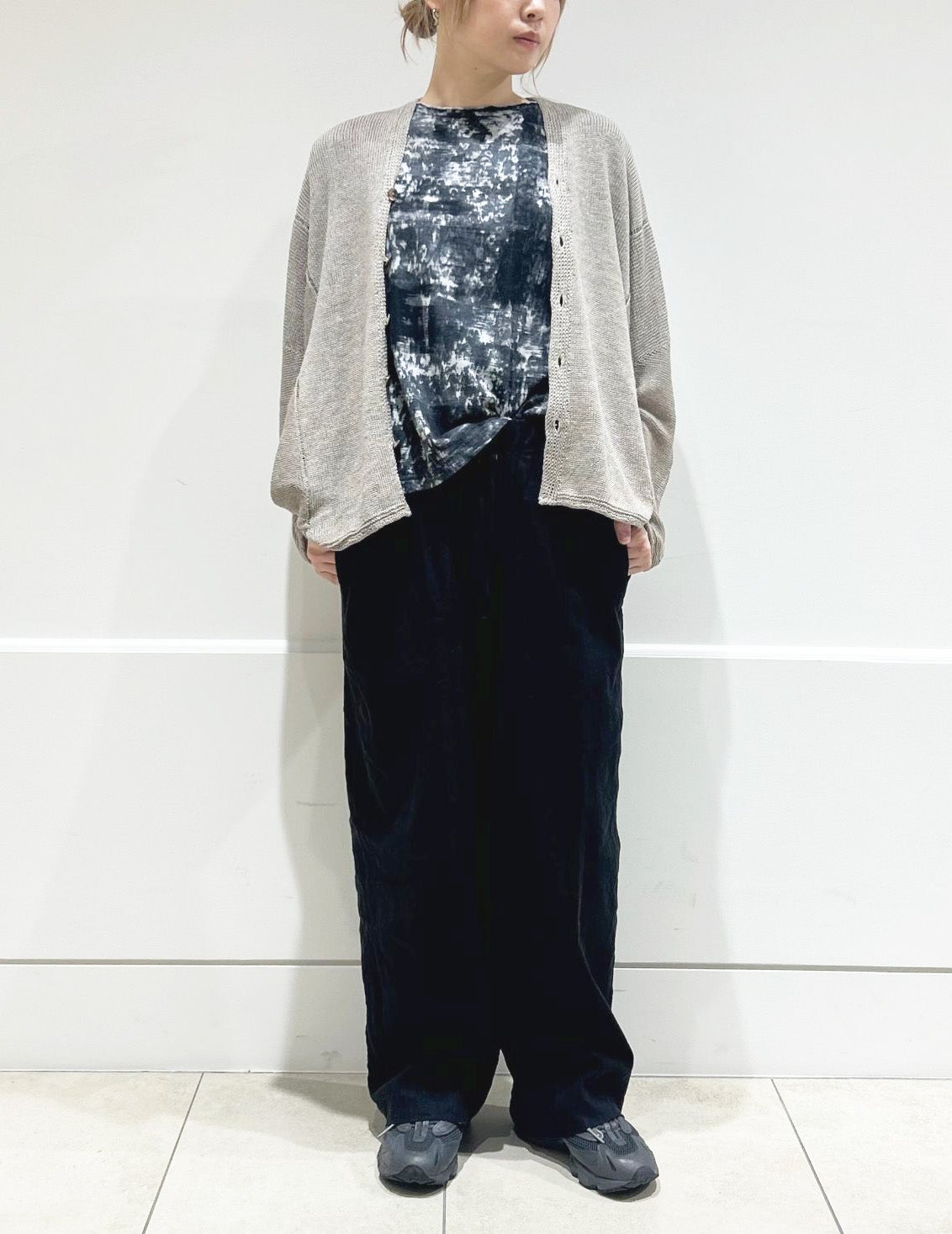 リネンレーヨンストレッチワイド パンツ