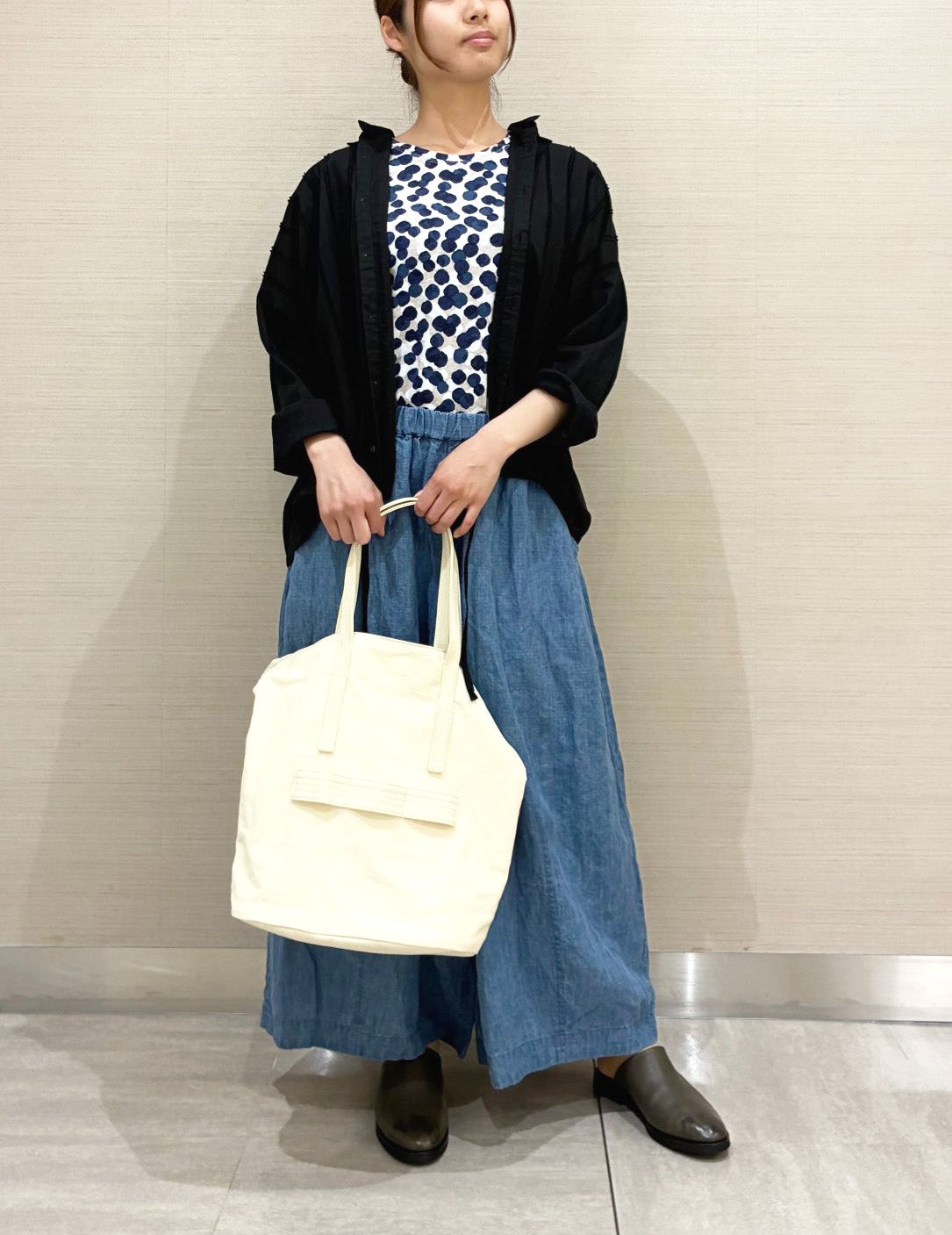 ラフィ天竺 dotプリント 半袖Tシャツ