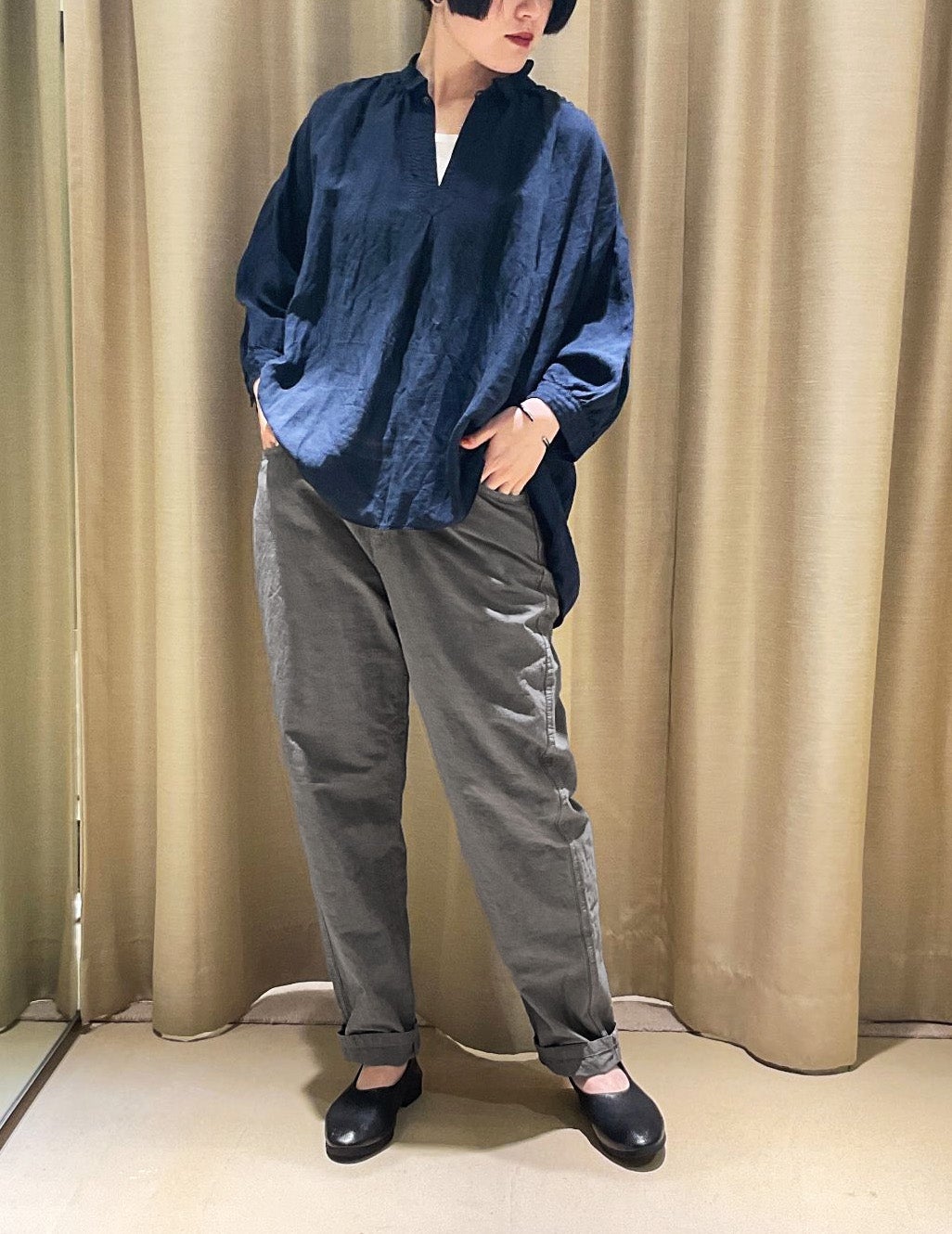 コットンリネンウェザー スリムパンツ