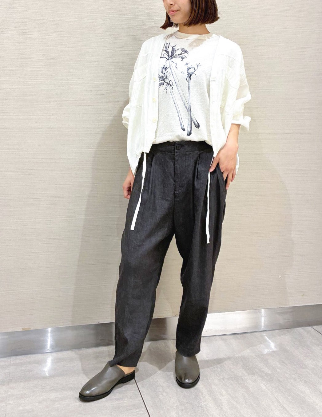 リネンレーヨンストレッチ パンツ