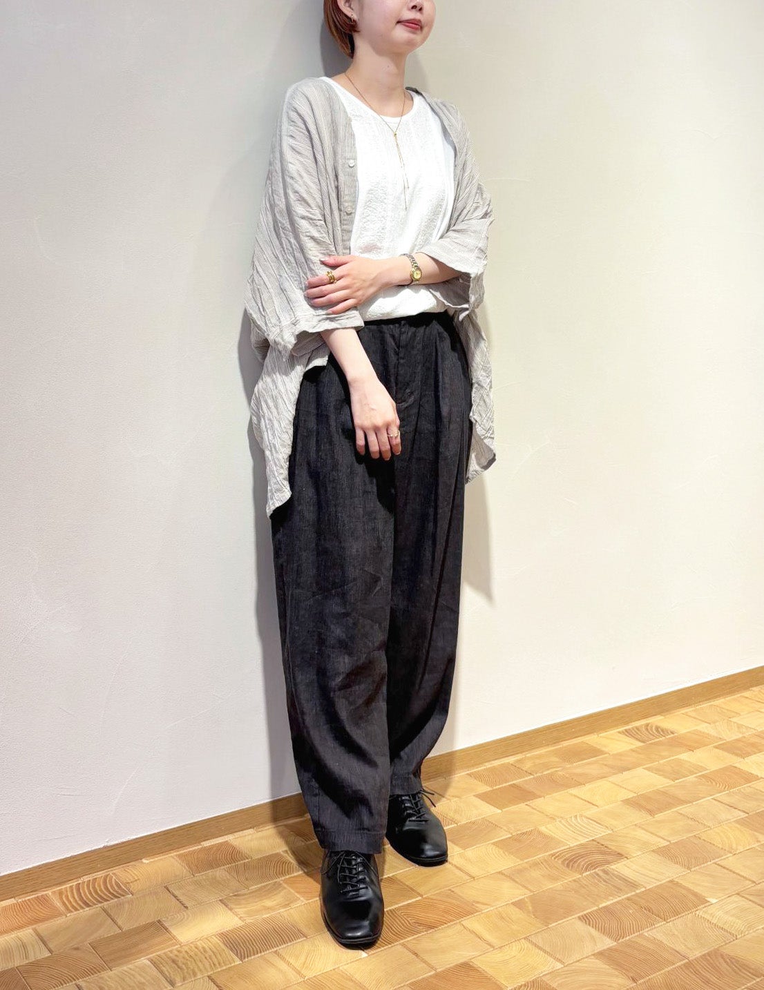 リネンレーヨンストレッチ パンツ