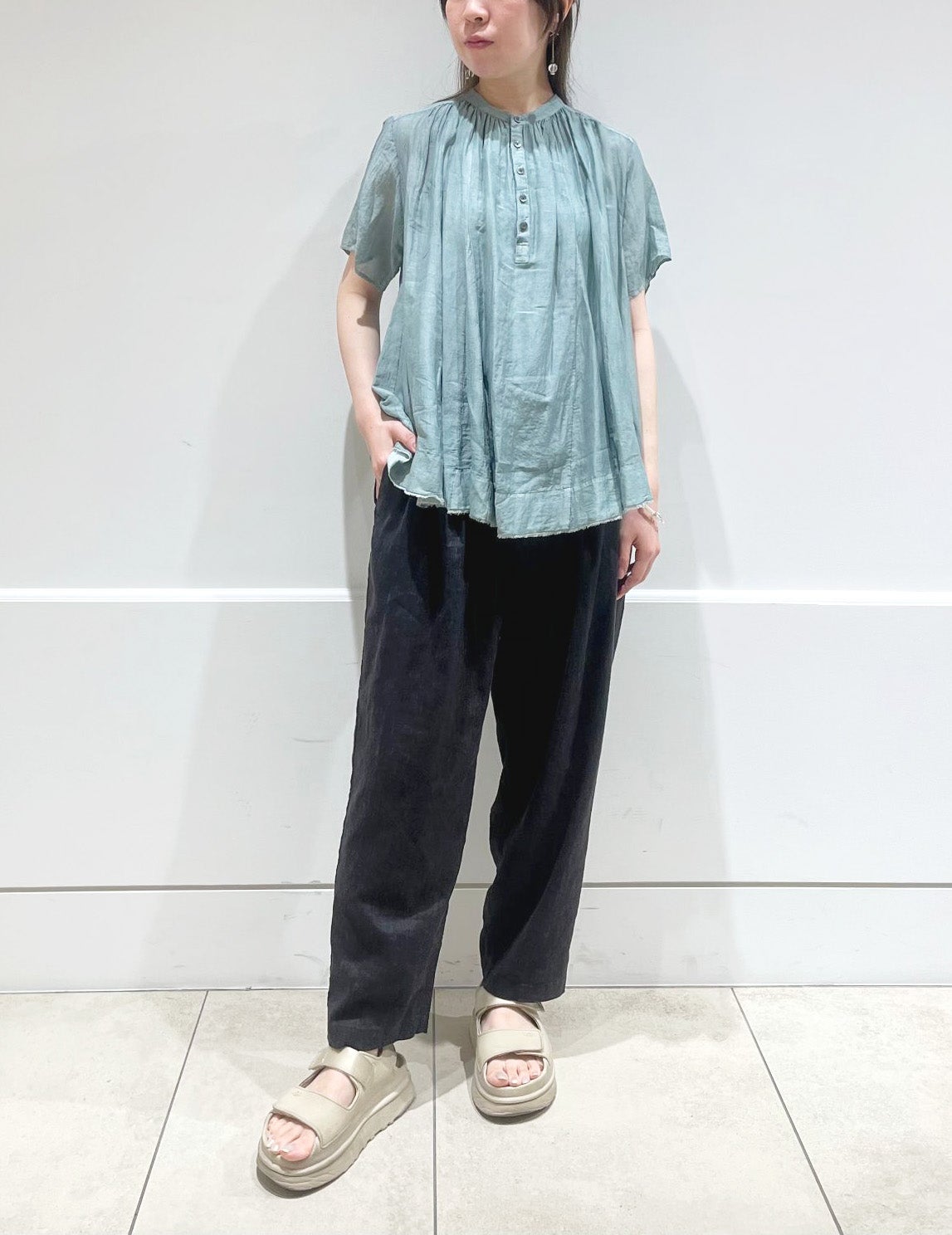 リネンレーヨンストレッチ パンツ