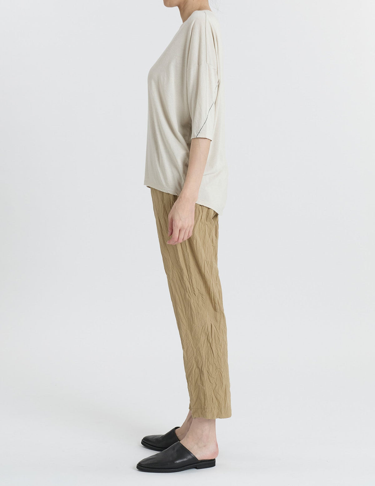 80タイプライターしわ加工 テーパードパンツ