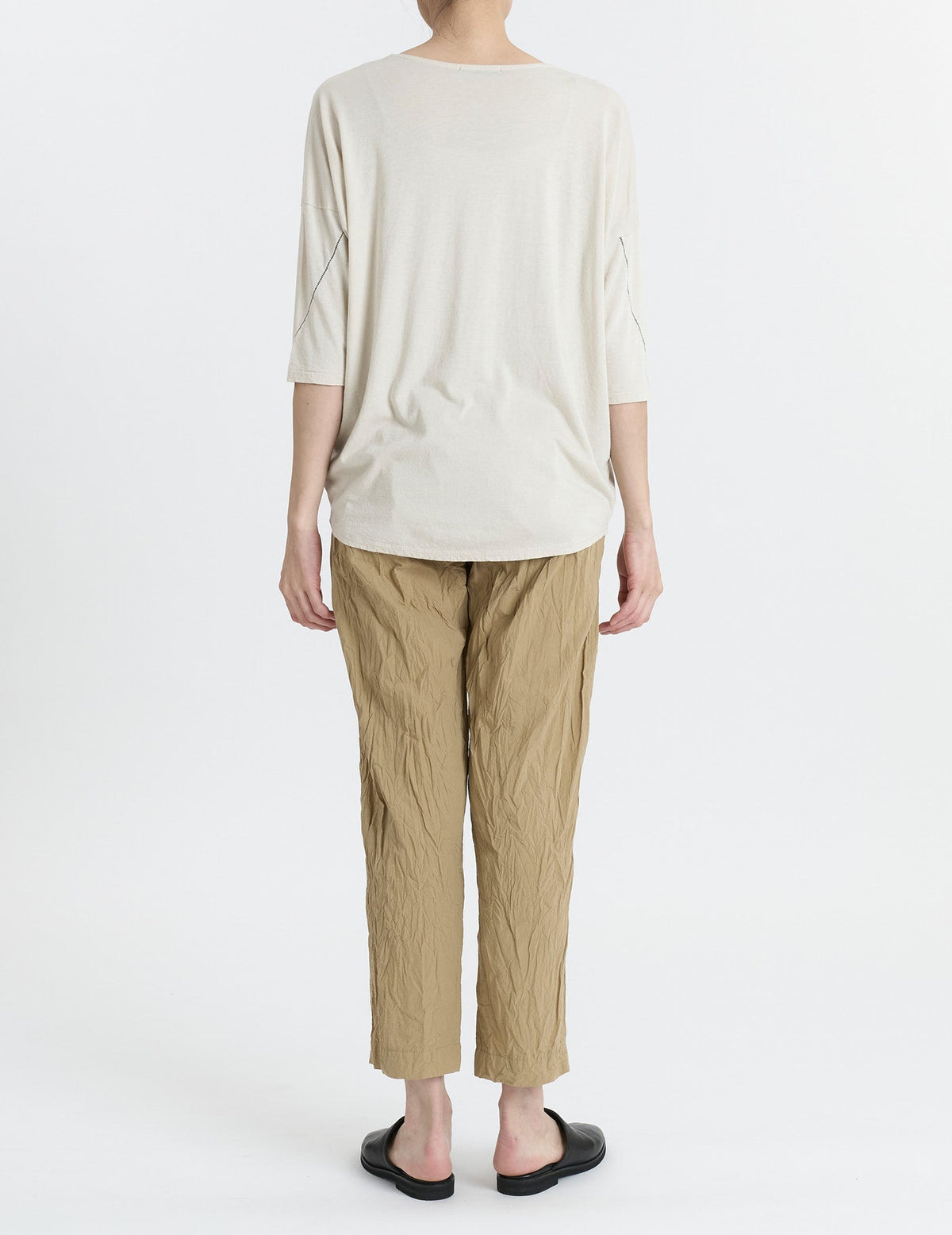 80タイプライターしわ加工 テーパードパンツ