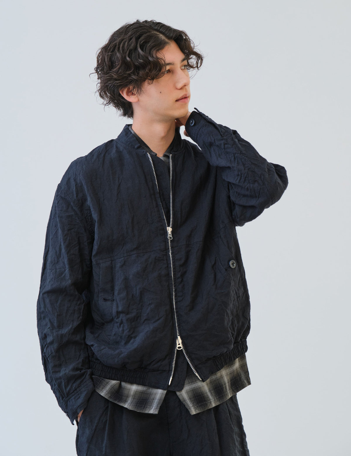 WO/LIワッシャーフロントZIPショートジャケット