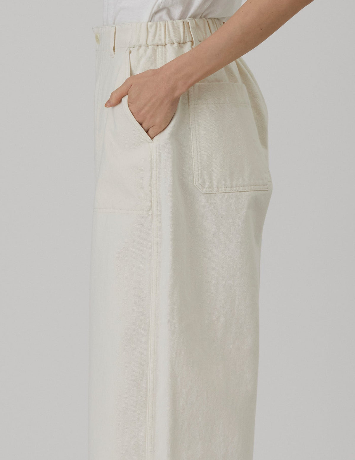 NATURAL SRUB DENIM クロップドワイドパンツ