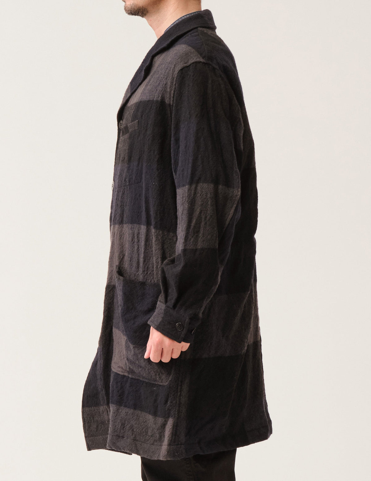 WOパネルチェックワッシャーショップコート