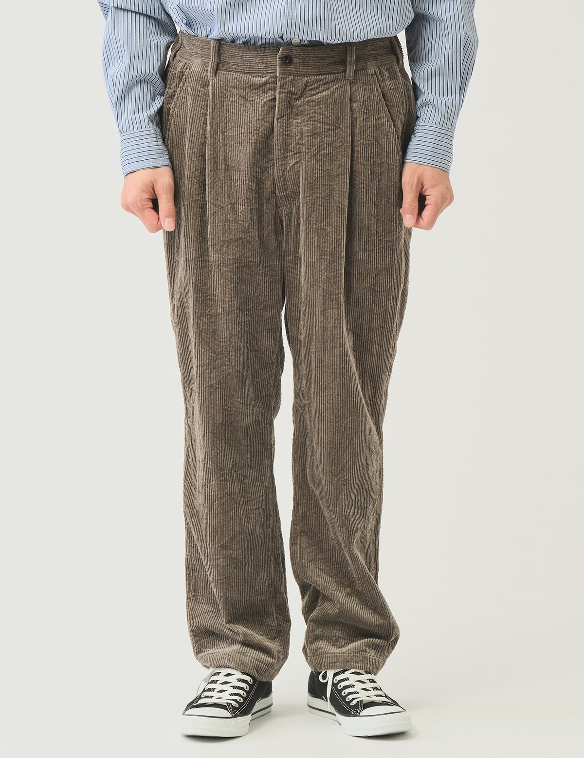 8wコーディロイキャッチワッシャーワンタックペグトップパンツ
