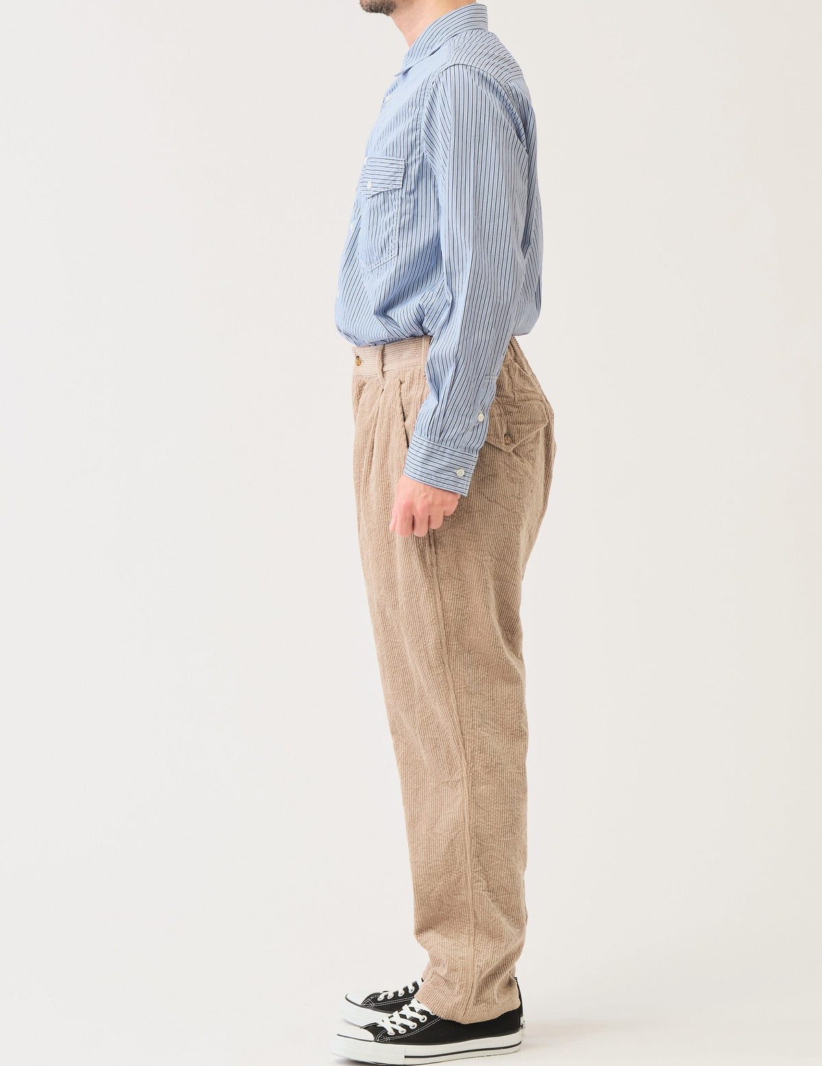 8wコーディロイキャッチワッシャーワンタックペグトップパンツ