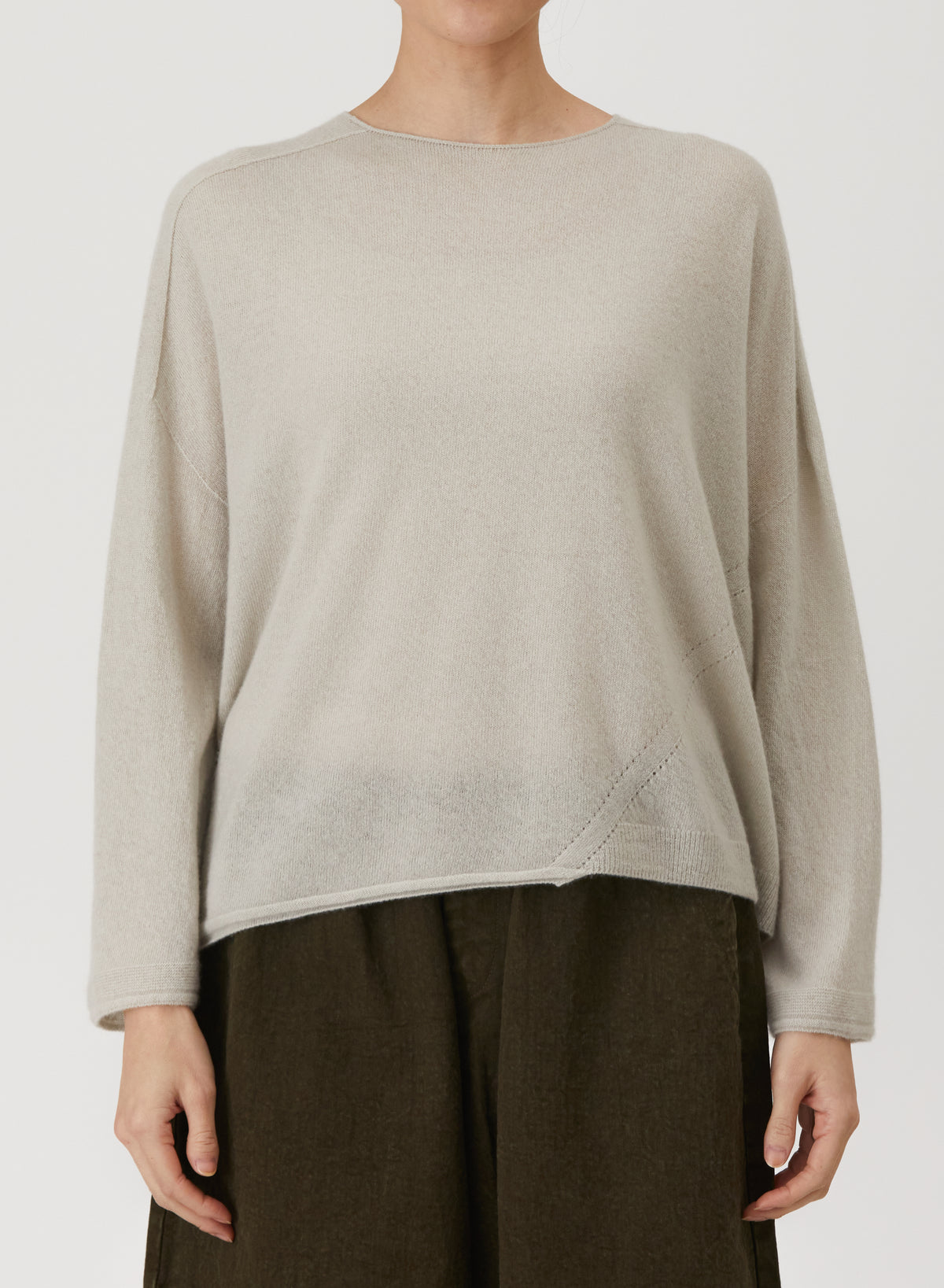 Pure Cashmere 100% Eyelet Pattern Square Pullover