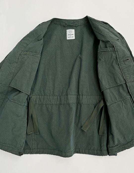【SDC pour PDC】コットンヘンプウエザー ノーカラーファティーク ジャケット