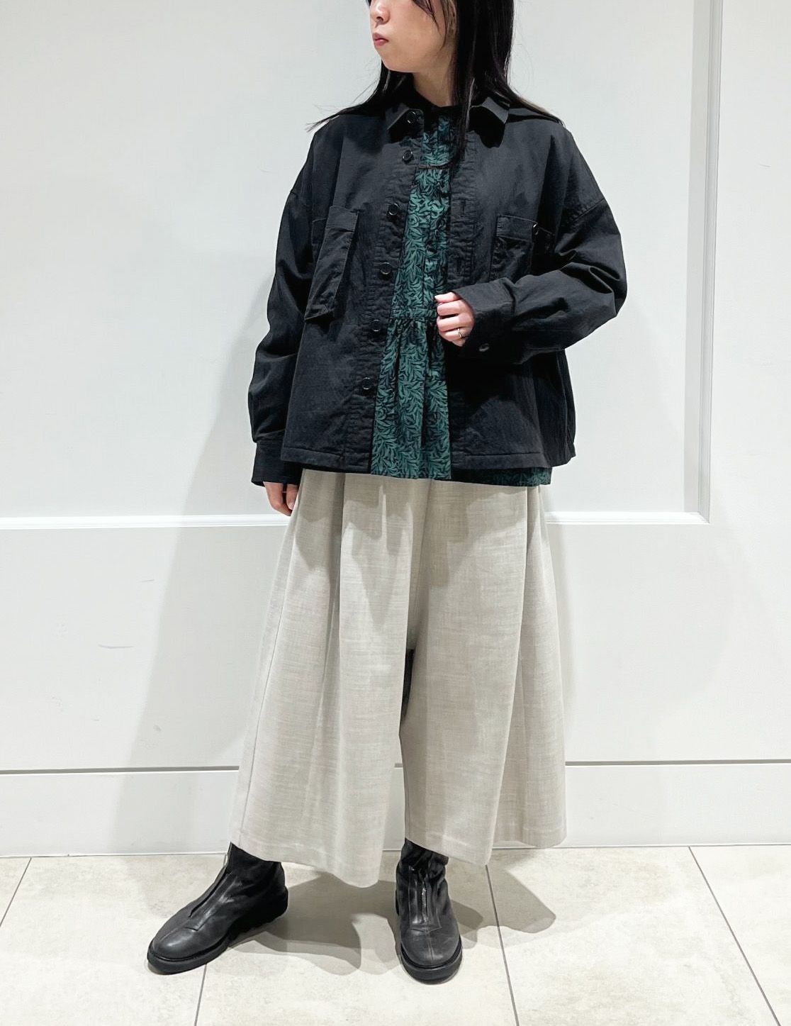綿ナイロンツイルキルティング裏付きシャツジャケット