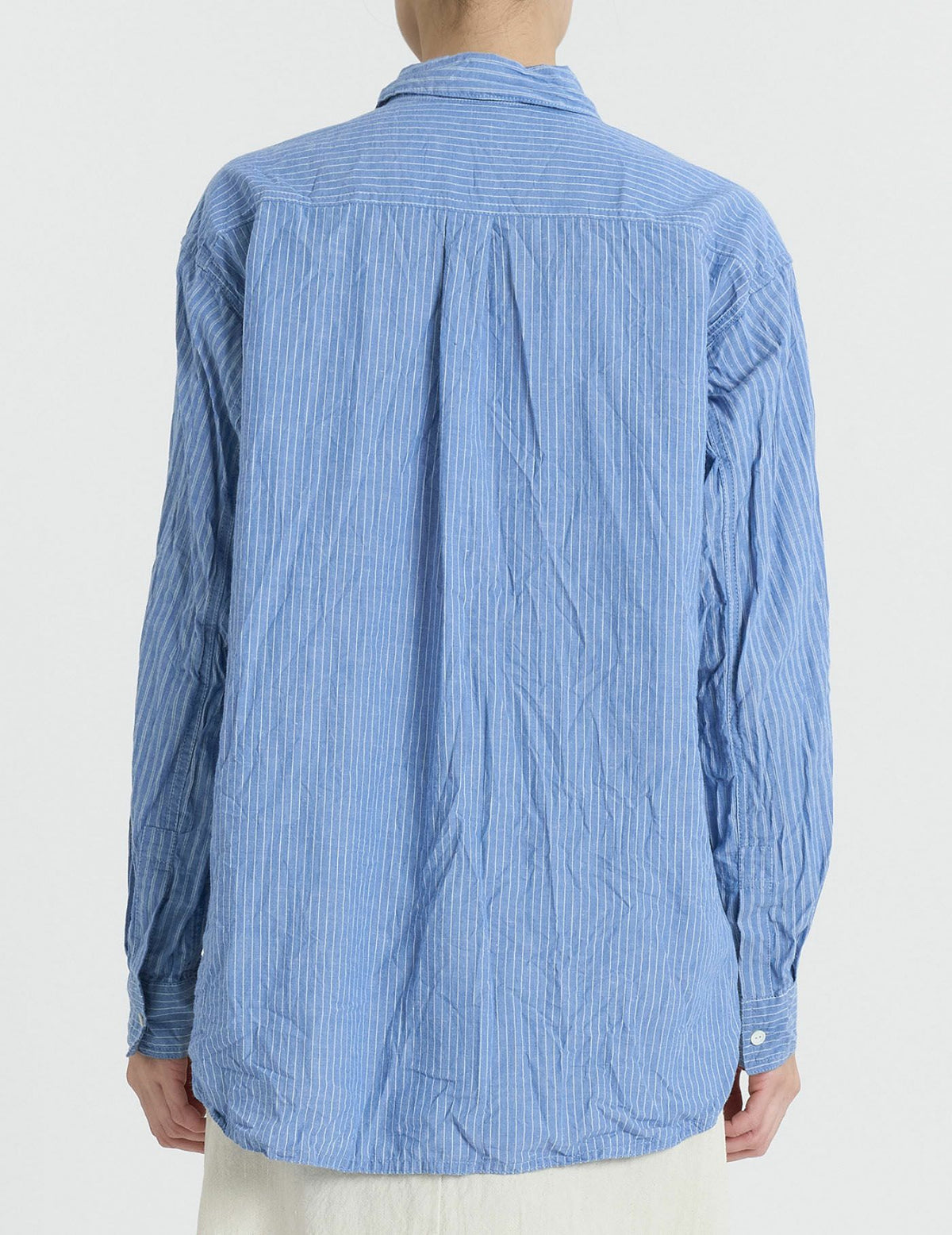 綿麻ストライプワッシャー プルオーバーシャツ
