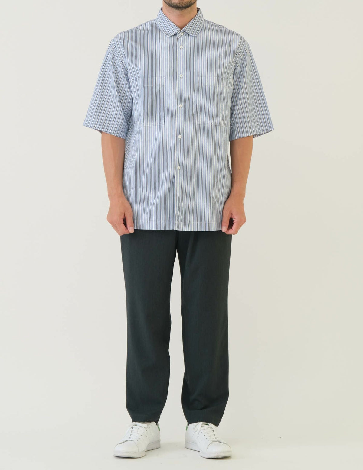 THOMAS MAISONストライプー半袖レギャラーカラーシャツ