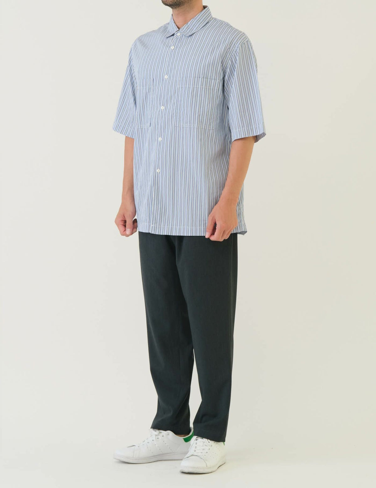 THOMAS MAISONストライプー半袖レギャラーカラーシャツ