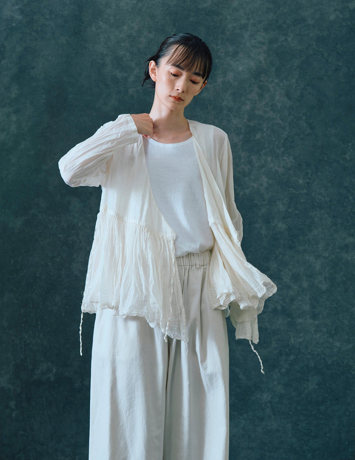 コットンシルクローン カシュクールブラウス