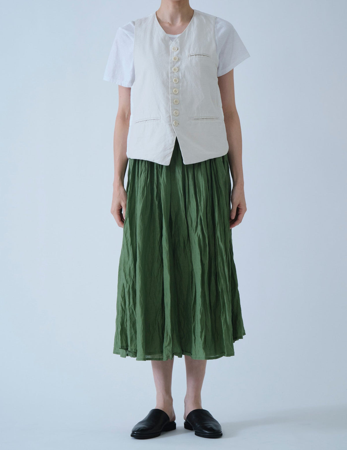 コットンシルクローン タックギャザースカート