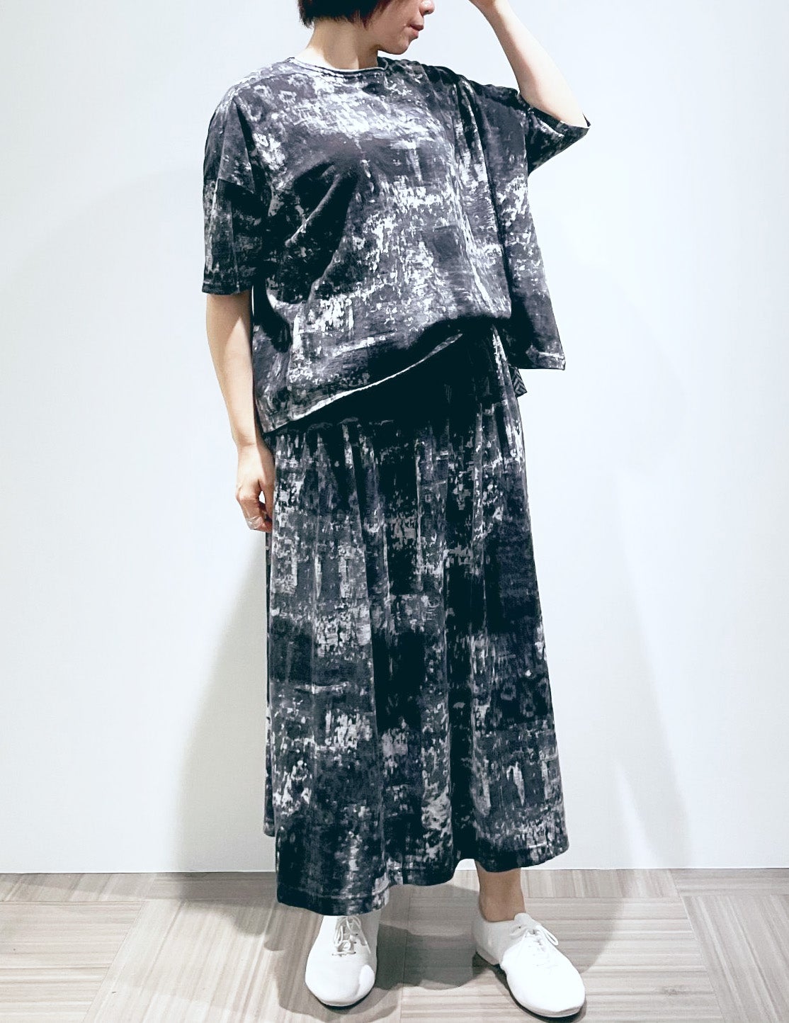 プリント綿麻天竺 プルオーバー