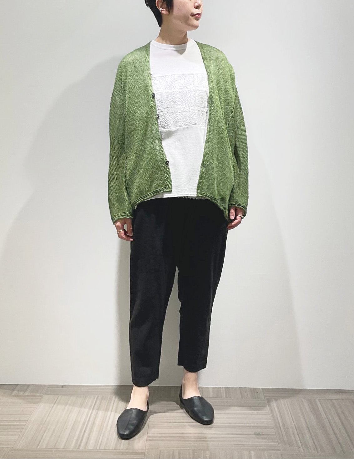 リネンレーヨンストレッチ テーパードパンツ