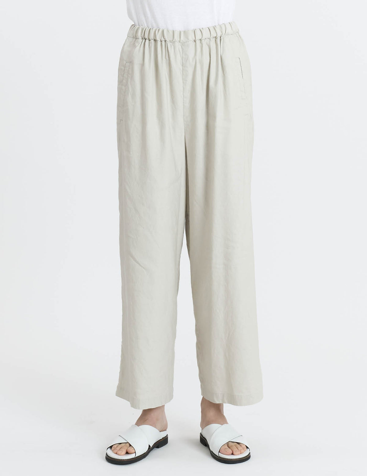 リネンレーヨンストレッチワイド パンツ