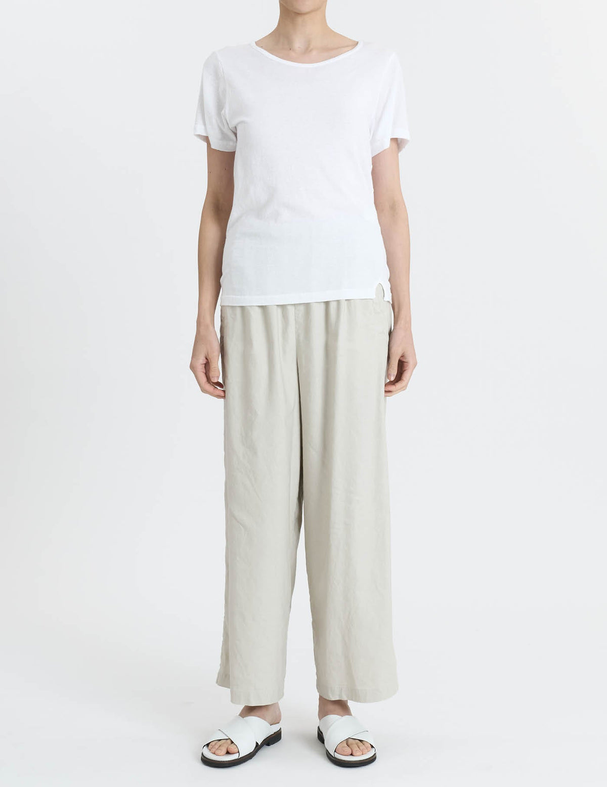 リネンレーヨンストレッチワイド パンツ