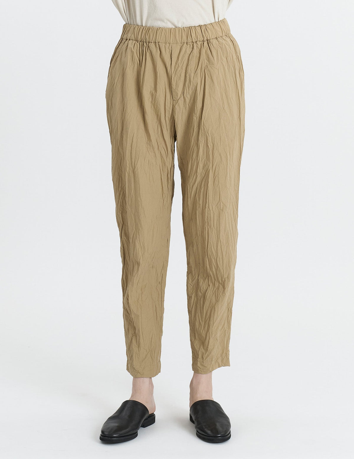 80タイプライターしわ加工 テーパードパンツ