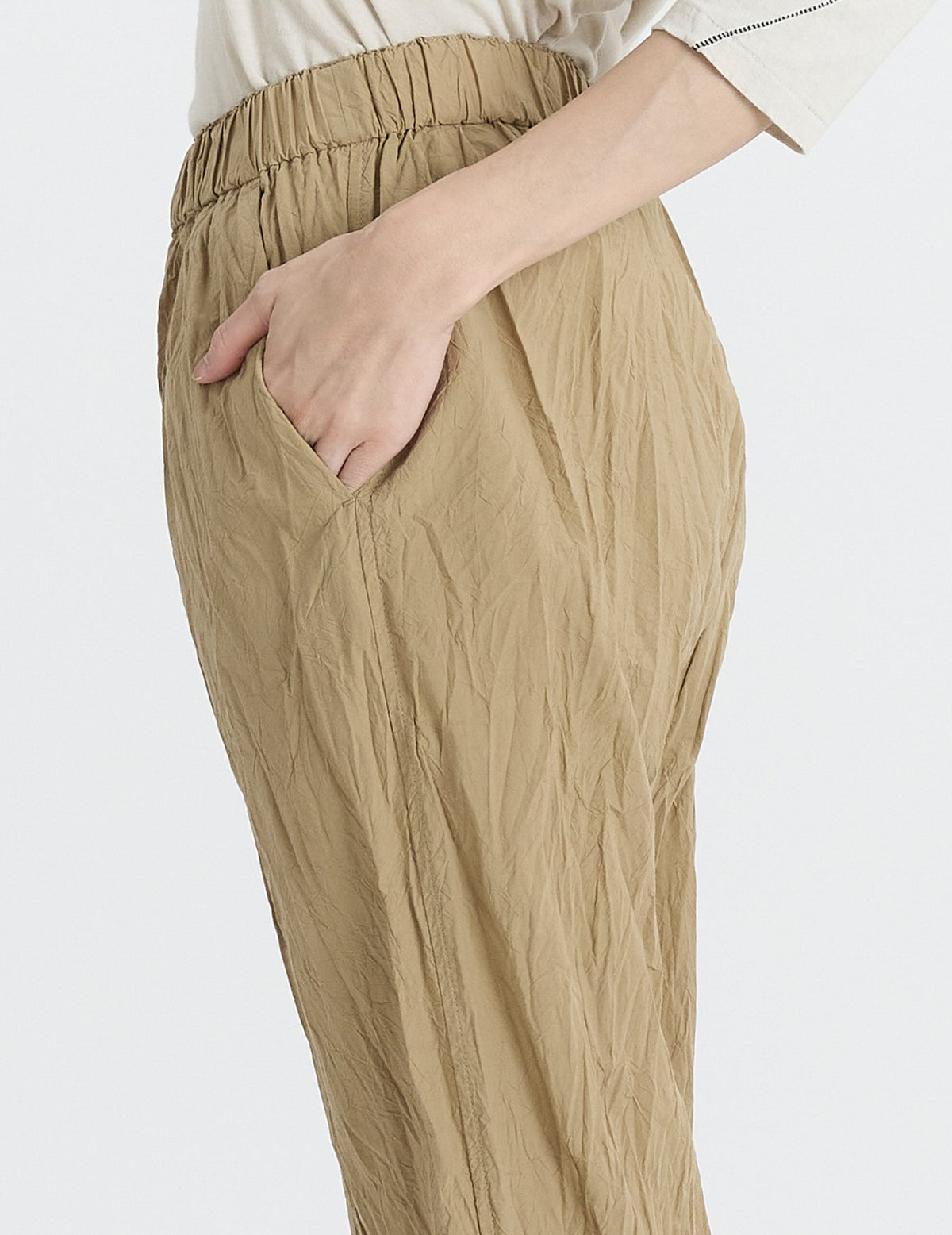 80タイプライターしわ加工 テーパードパンツ