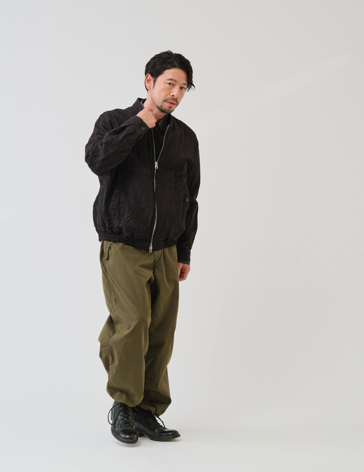 WO/LIワッシャーフロントZIPショートジャケット