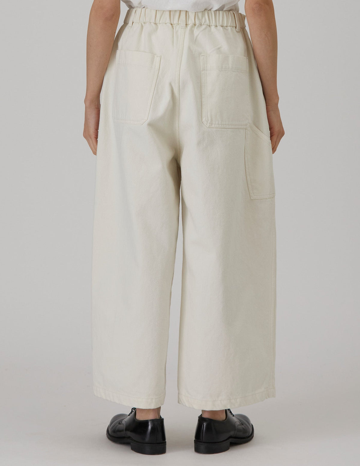 NATURAL SRUB DENIM クロップドワイドパンツ