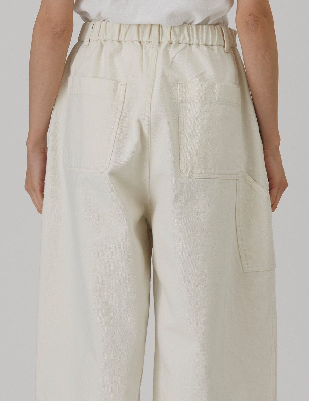 NATURAL SRUB DENIM クロップドワイドパンツ