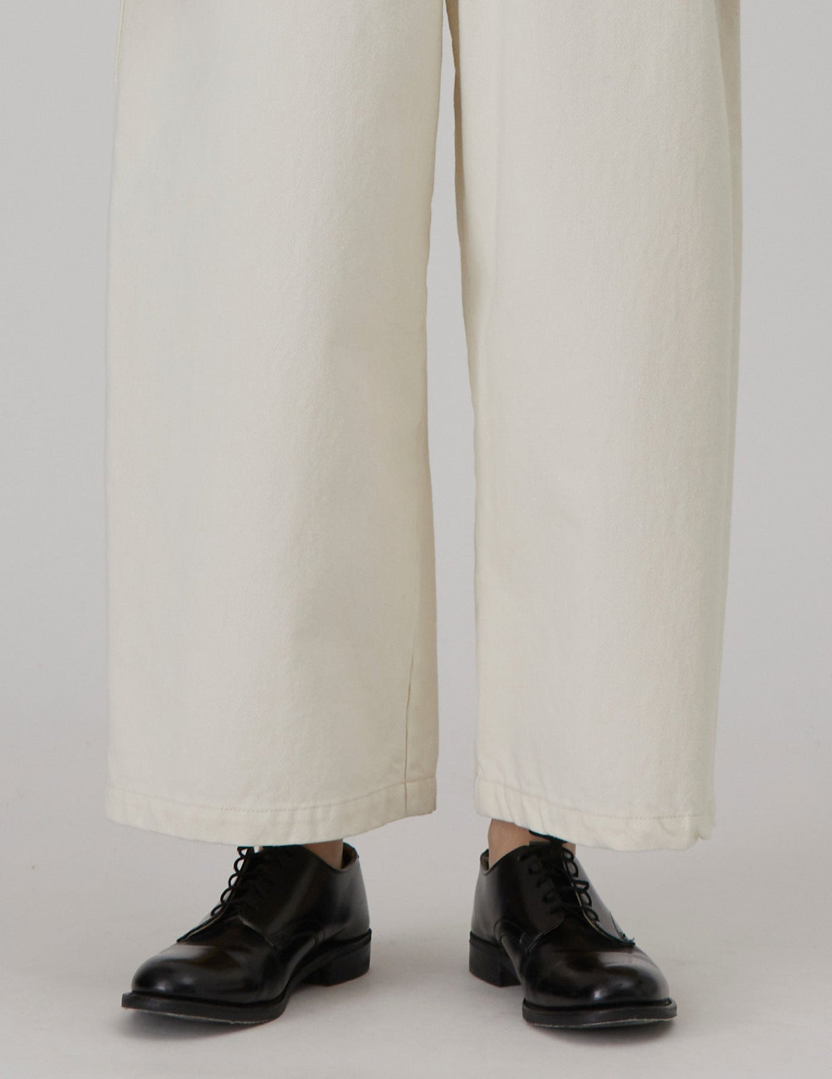NATURAL SRUB DENIM クロップドワイドパンツ
