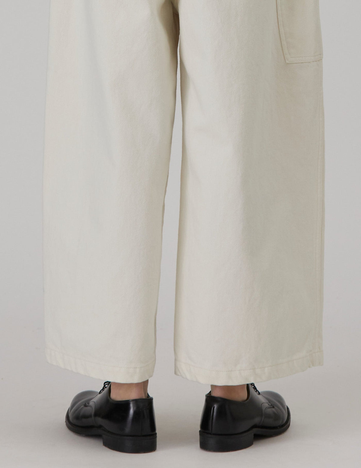 NATURAL SRUB DENIM クロップドワイドパンツ