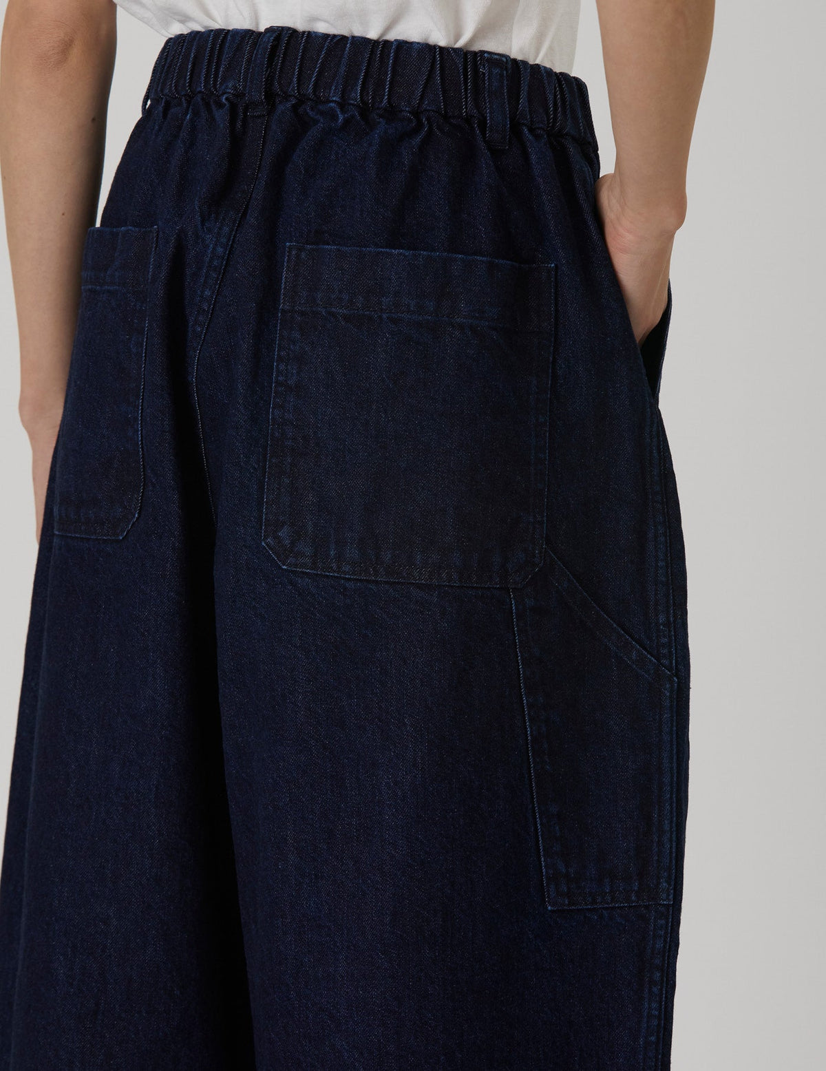 NATURAL SRUB DENIM クロップドワイドパンツ