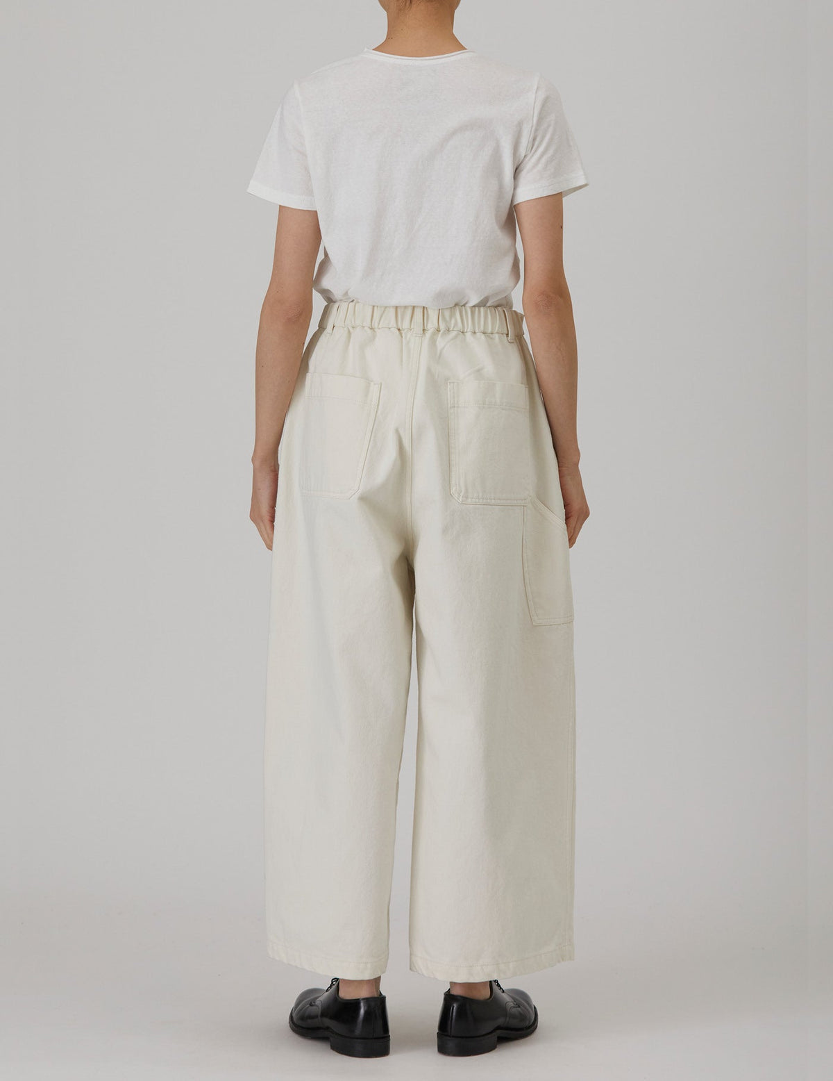 NATURAL SRUB DENIM クロップドワイドパンツ