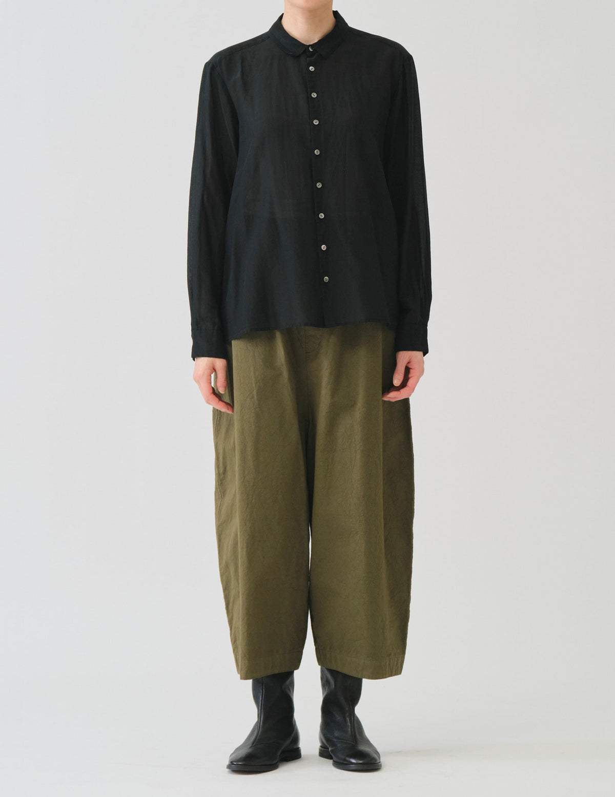 コットンシルクローン シャツブラウス