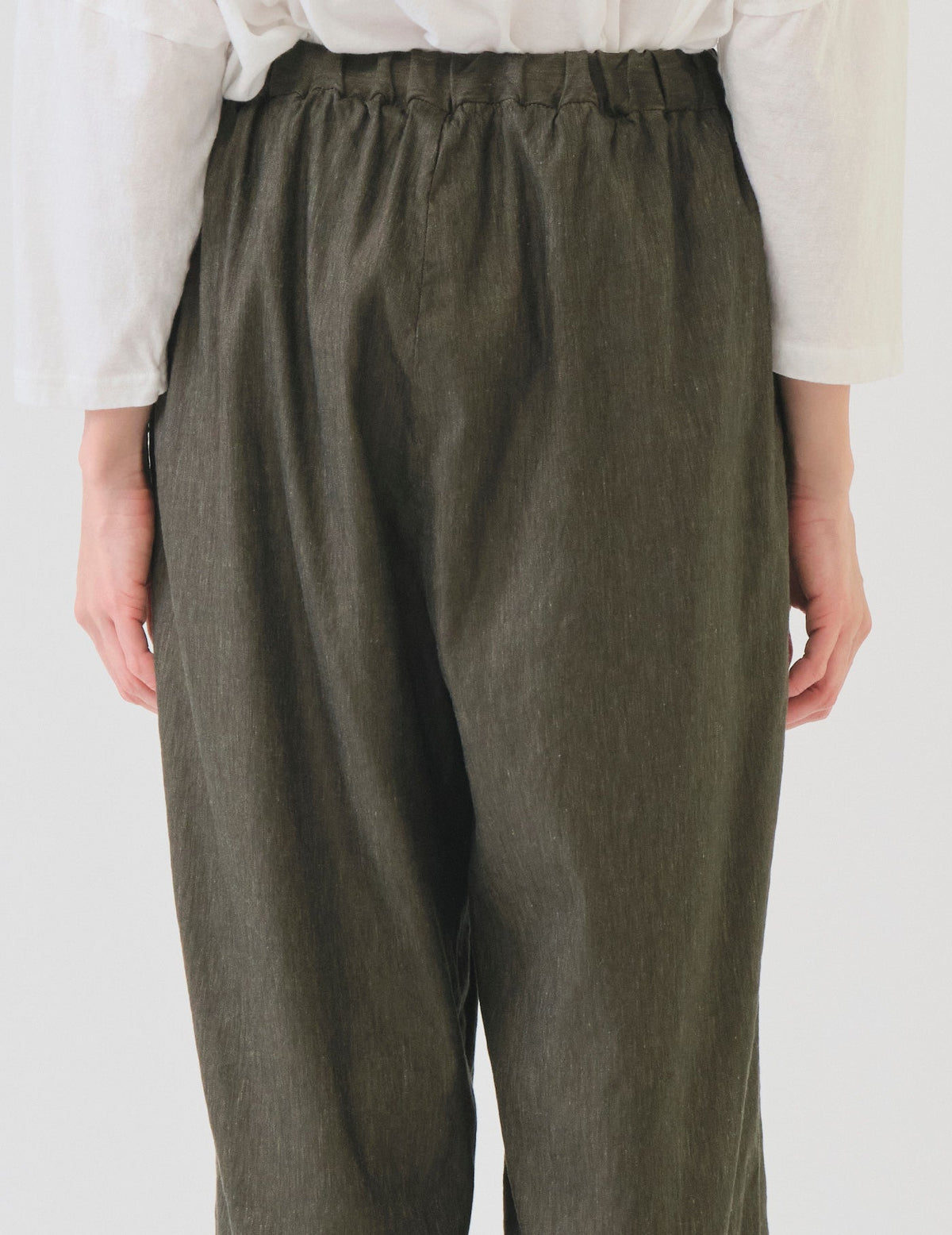 リネンレーヨンストレッチ フルレングスワイドパンツ
