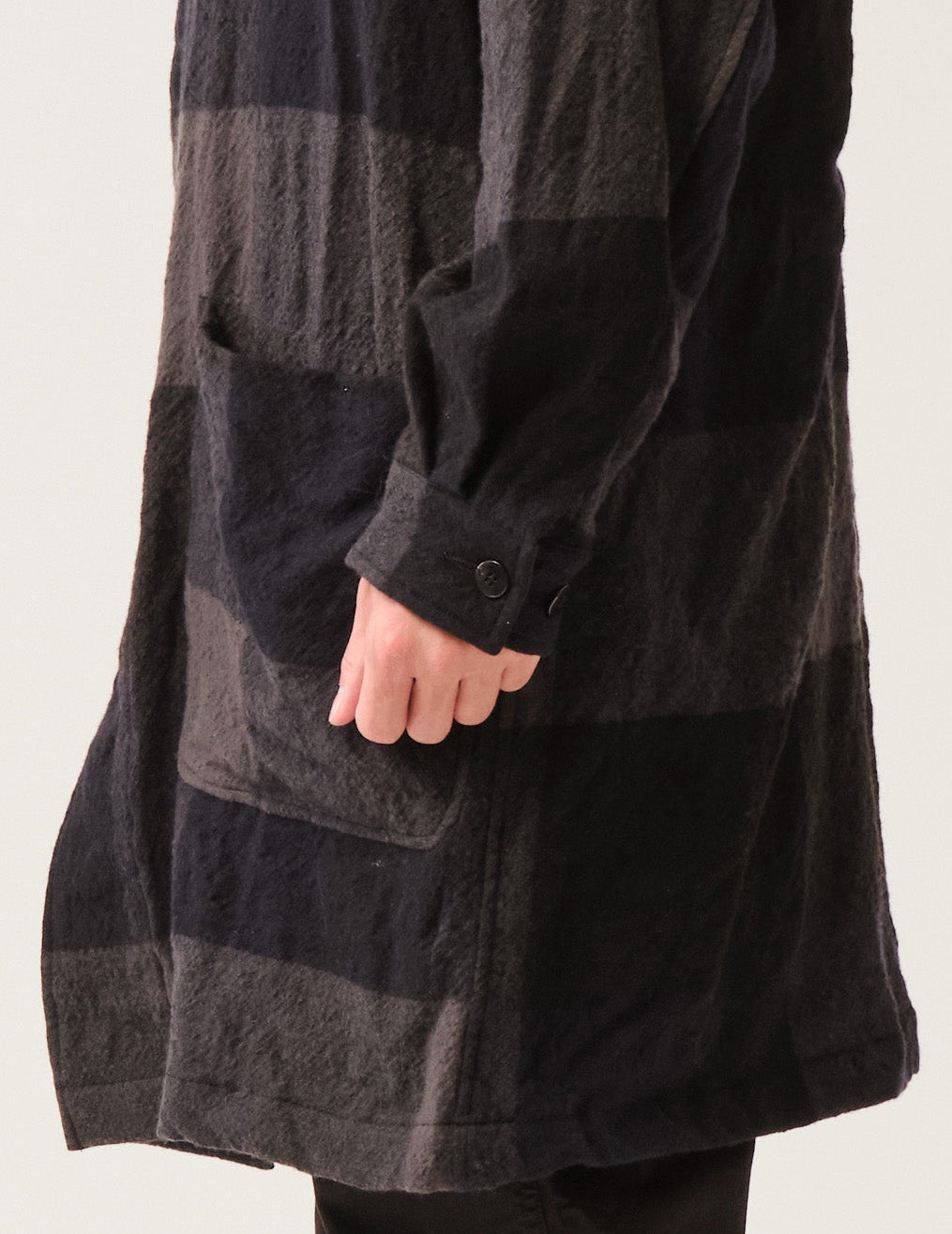 WOパネルチェックワッシャーショップコート