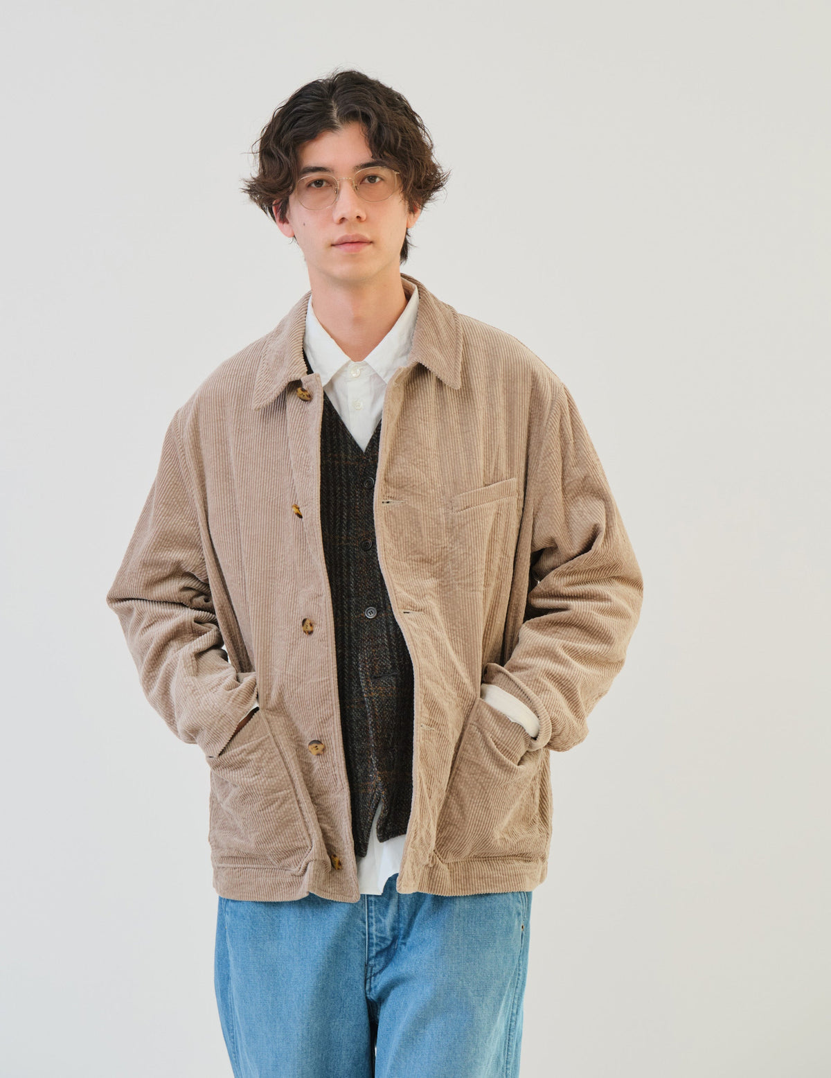 8wコーディロイキャッチワッシャーカバーオールショートジャケット