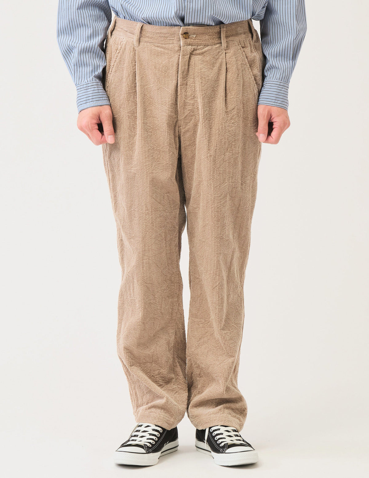 8wコーディロイキャッチワッシャーワンタックペグトップパンツ