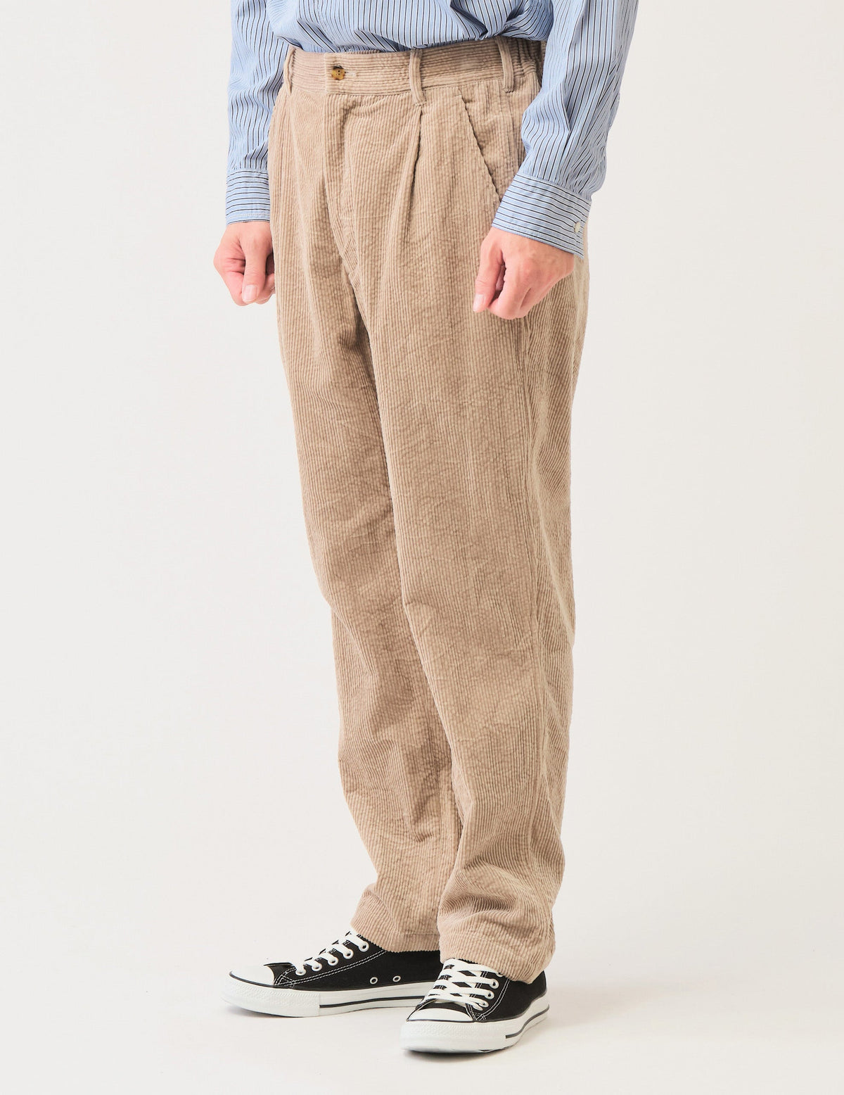 8wコーディロイキャッチワッシャーワンタックペグトップパンツ