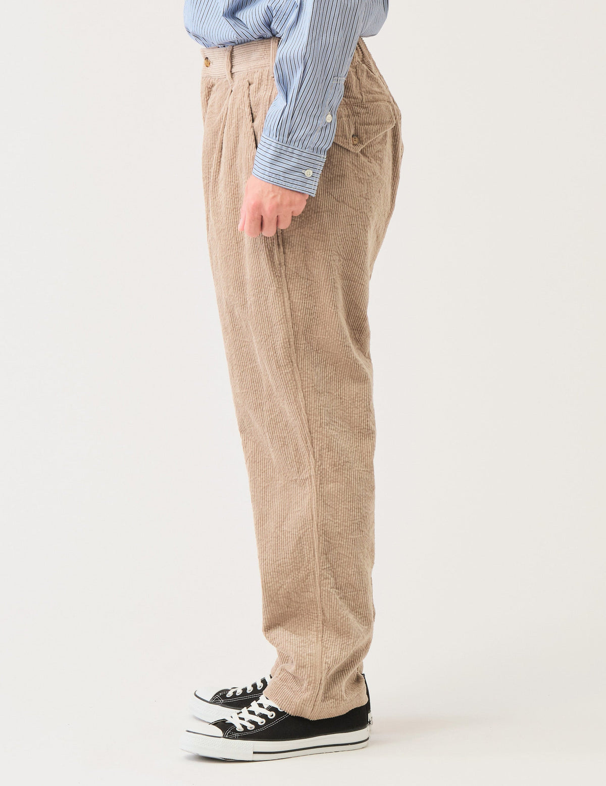 8wコーディロイキャッチワッシャーワンタックペグトップパンツ
