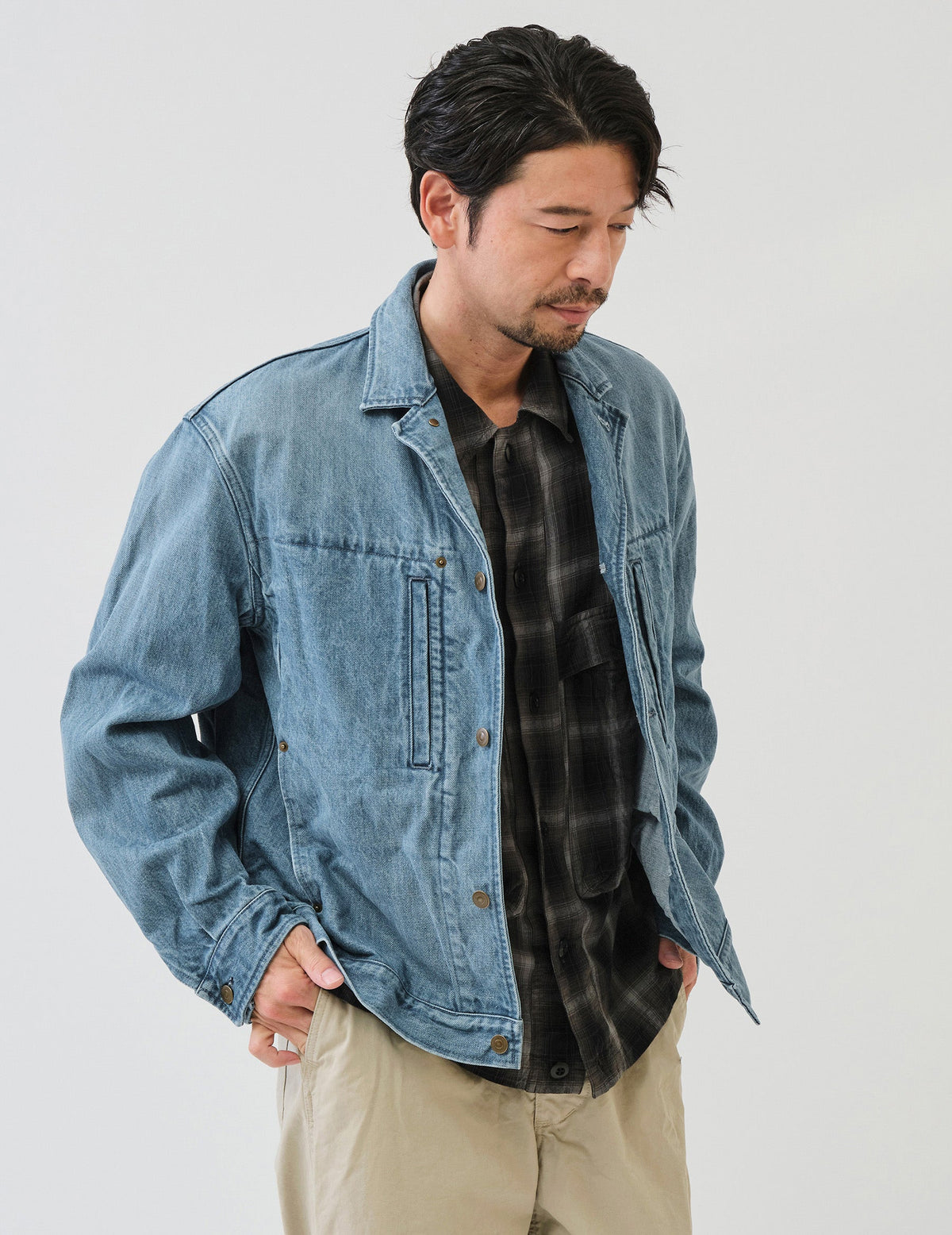 13ozムラ糸デニムF-1タイプショートジャケット