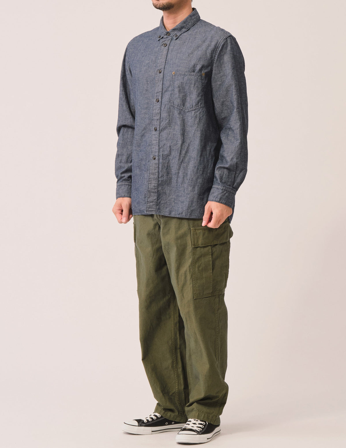 CO/LIインディゴシャンブレーショートBDカラーシャツ