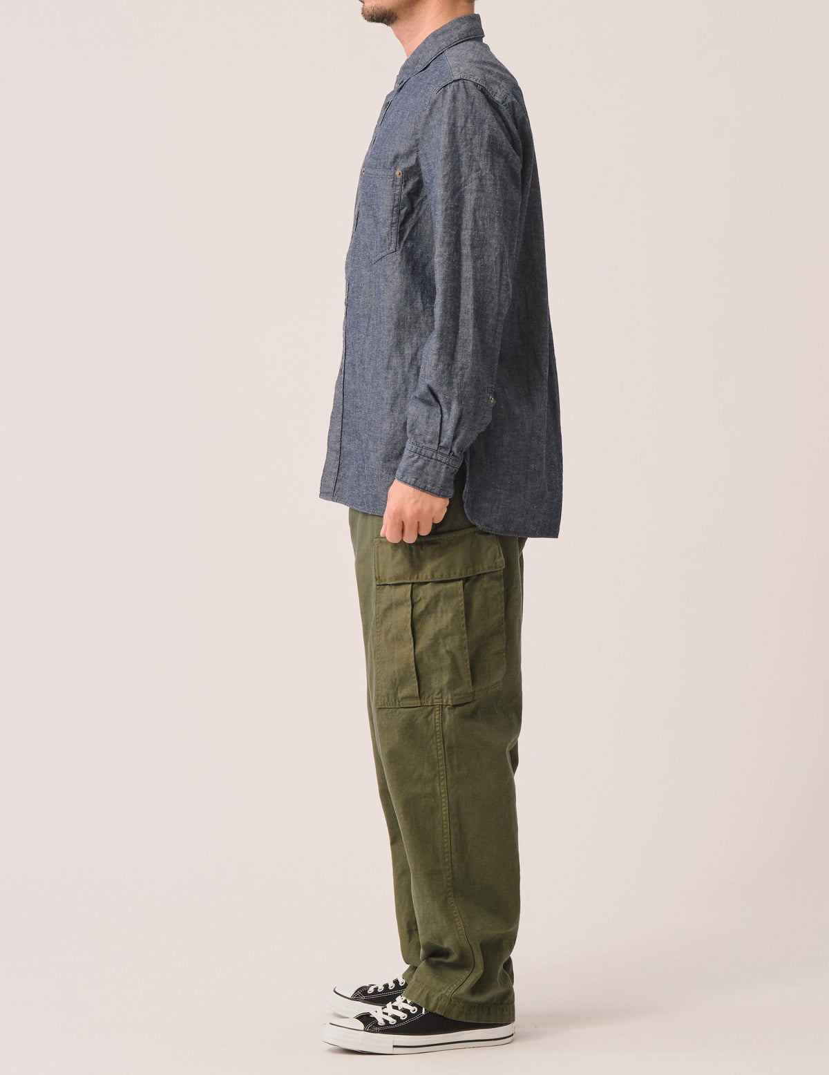 CO/LIインディゴシャンブレーショートBDカラーシャツ